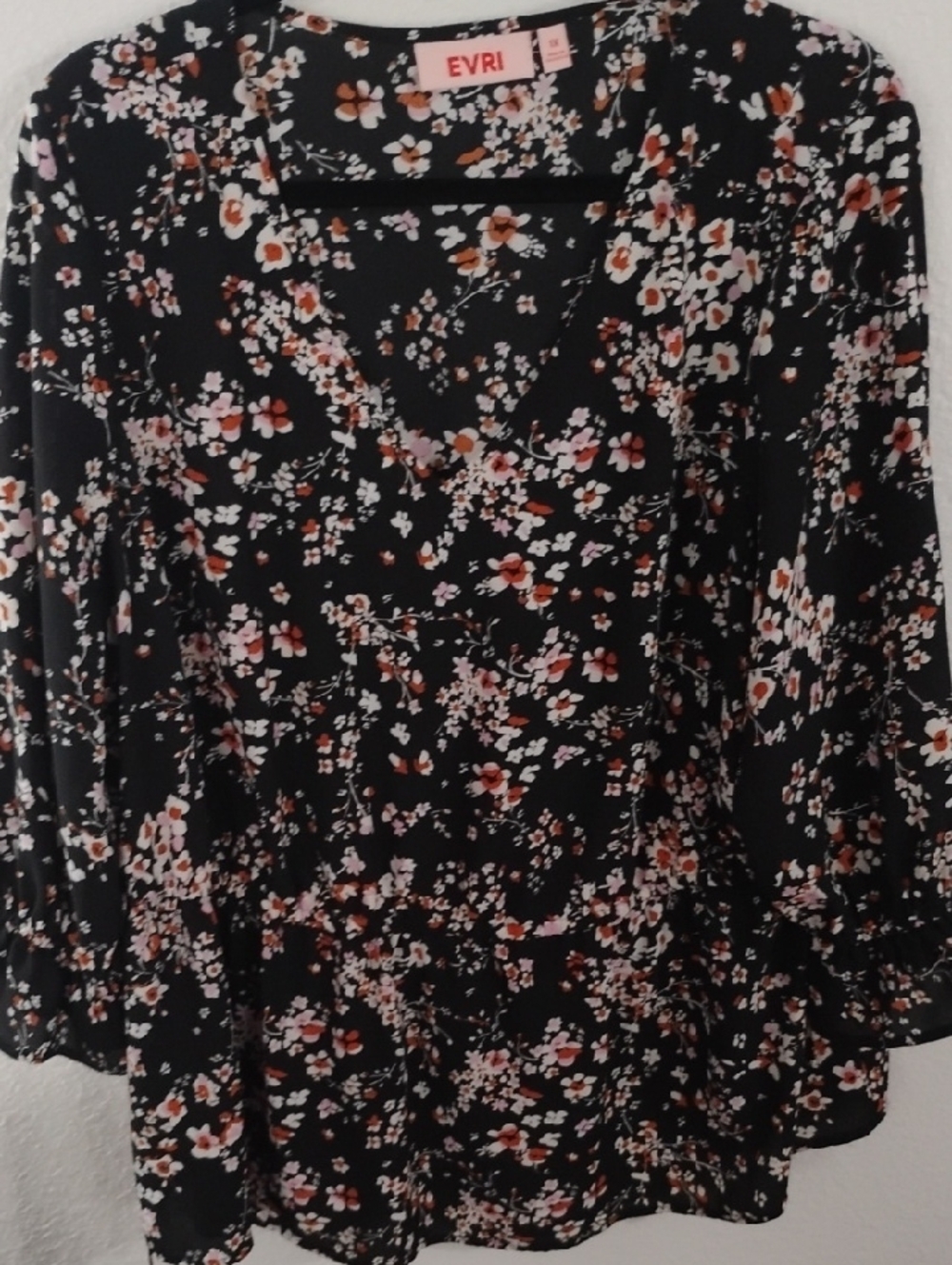 EVRI black and orange floral top